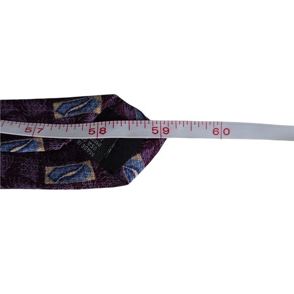 Jos A Bank Silk Tie Mens Necktie Purple Blue Geometric Business Career Menswear - Picture 5 of 5
